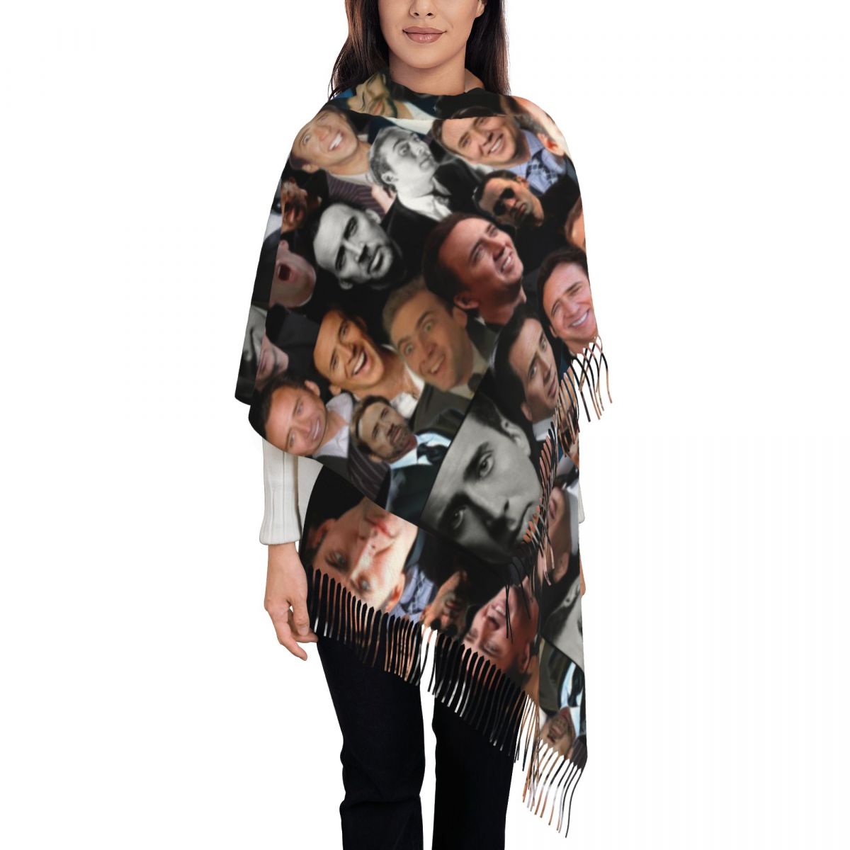 Pashmina Wrap Large - Nicolas Cage Colllage chal envuelve mujeres