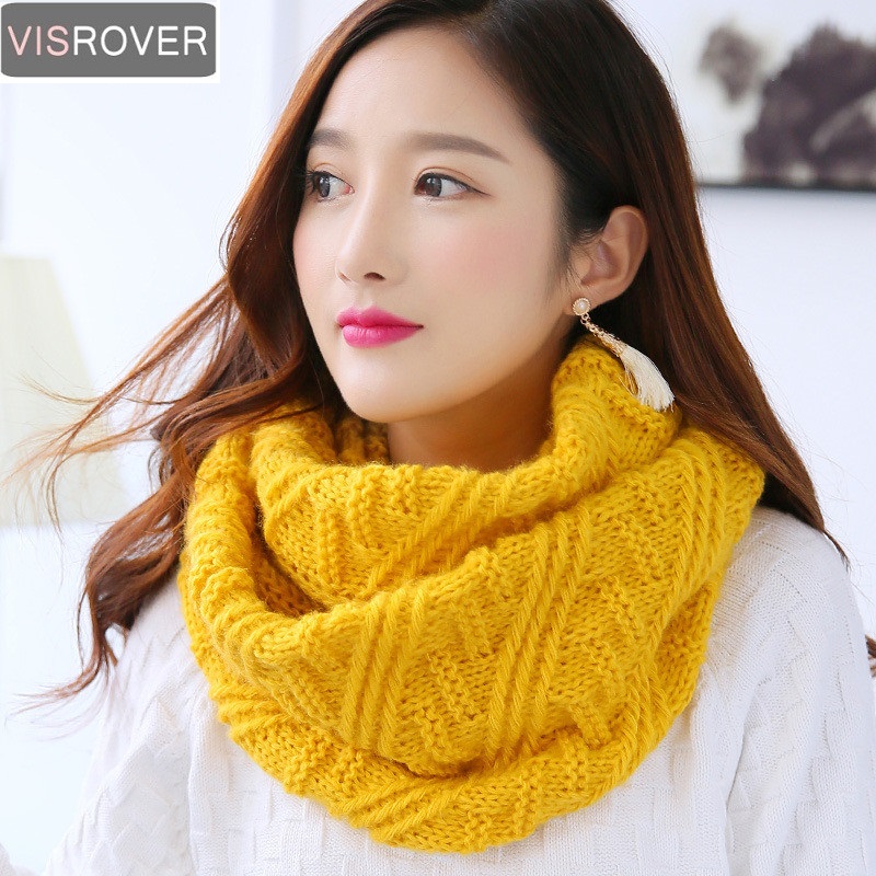 Infinity Scarf Knit - VISROVER bufandas de Color para mujer,
