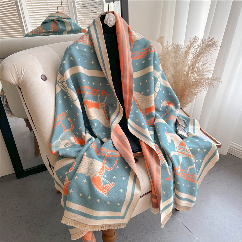 Woven Scarf Blanket - Manta de Cachemira gruesa con estampado