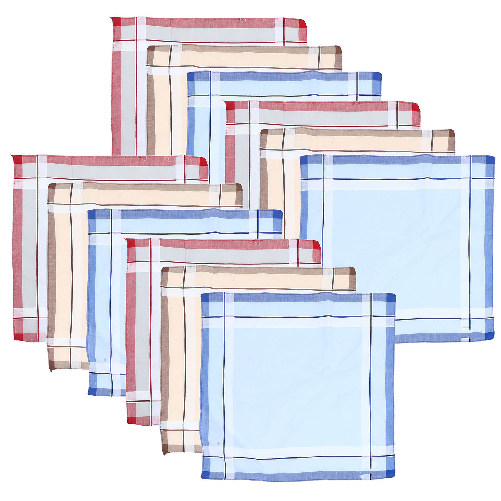 Handkerchief Cotton Men - Paquete de 12 Pañuelos de Algodón