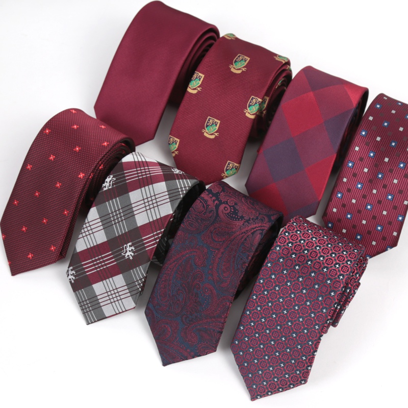 Silk Tie Striped - Conjunto de Corbata Roja, Granate, Borgoña,