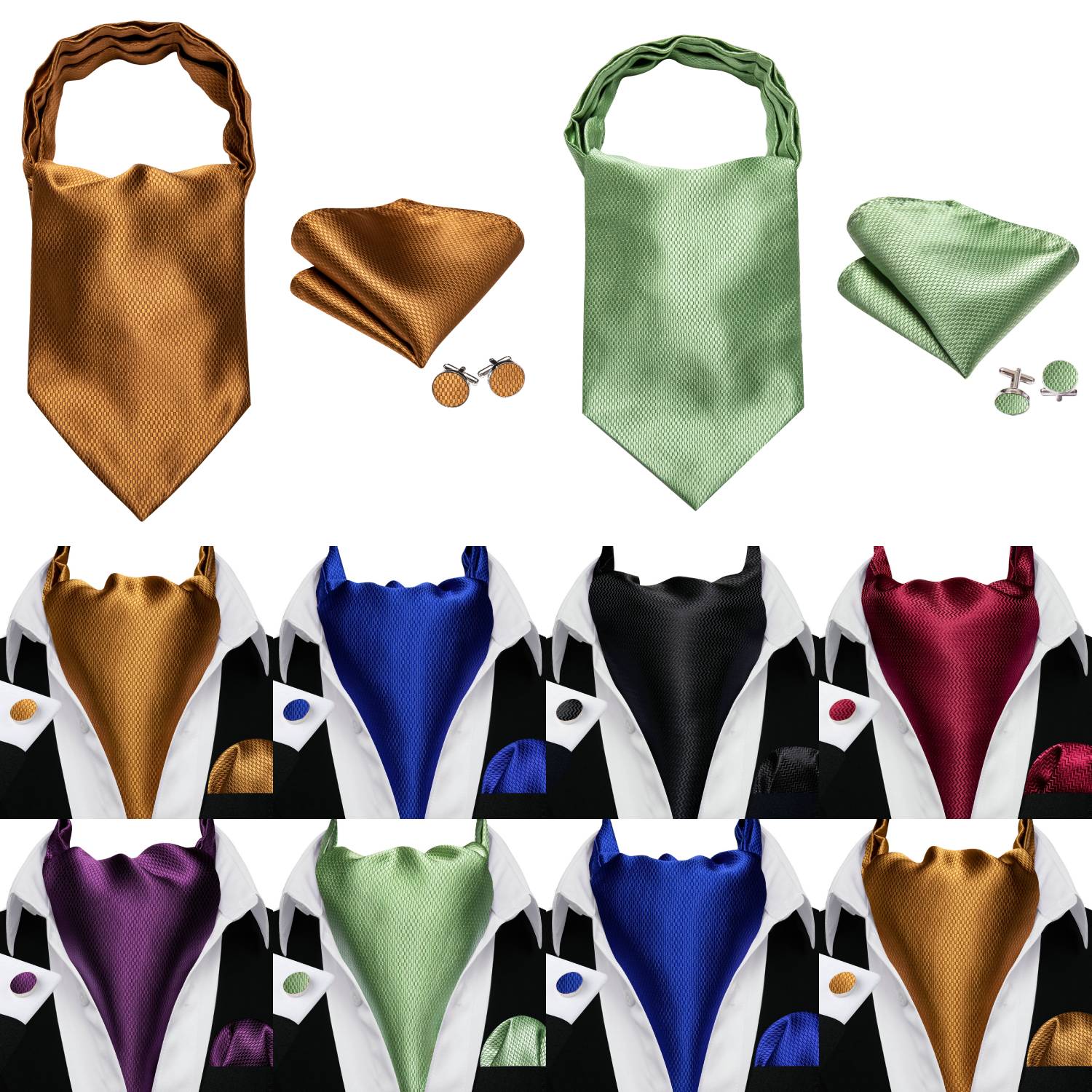 Pocket Square Set - Barry.Wang-Conjunto de gemelos cuadrados de bolsillo
