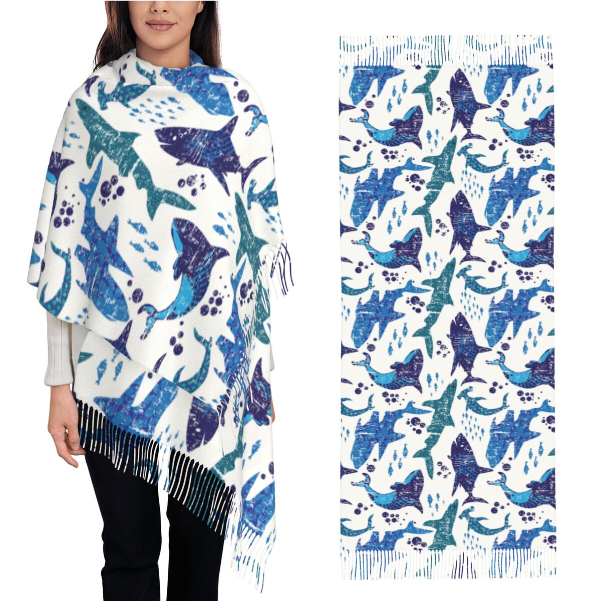 Tiburón mundo submarino océano - Pashmina Wrap Large reseña y precio