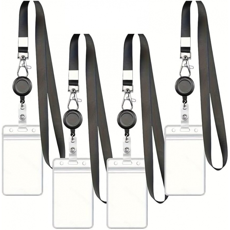 4 Cordones Negros Retráctiles  - Lanyard Badge Holder reseña y precio