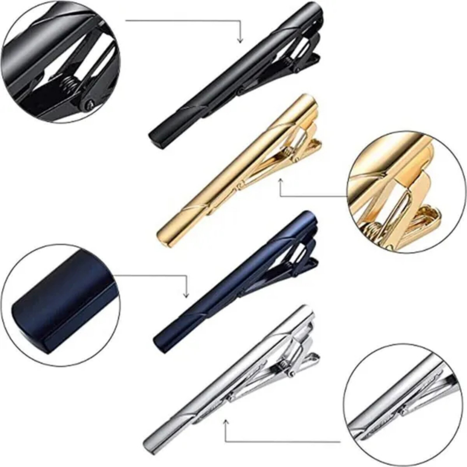 Juego de 4 Pinzas para Corbata - Tie Clip Silver reseña y precio