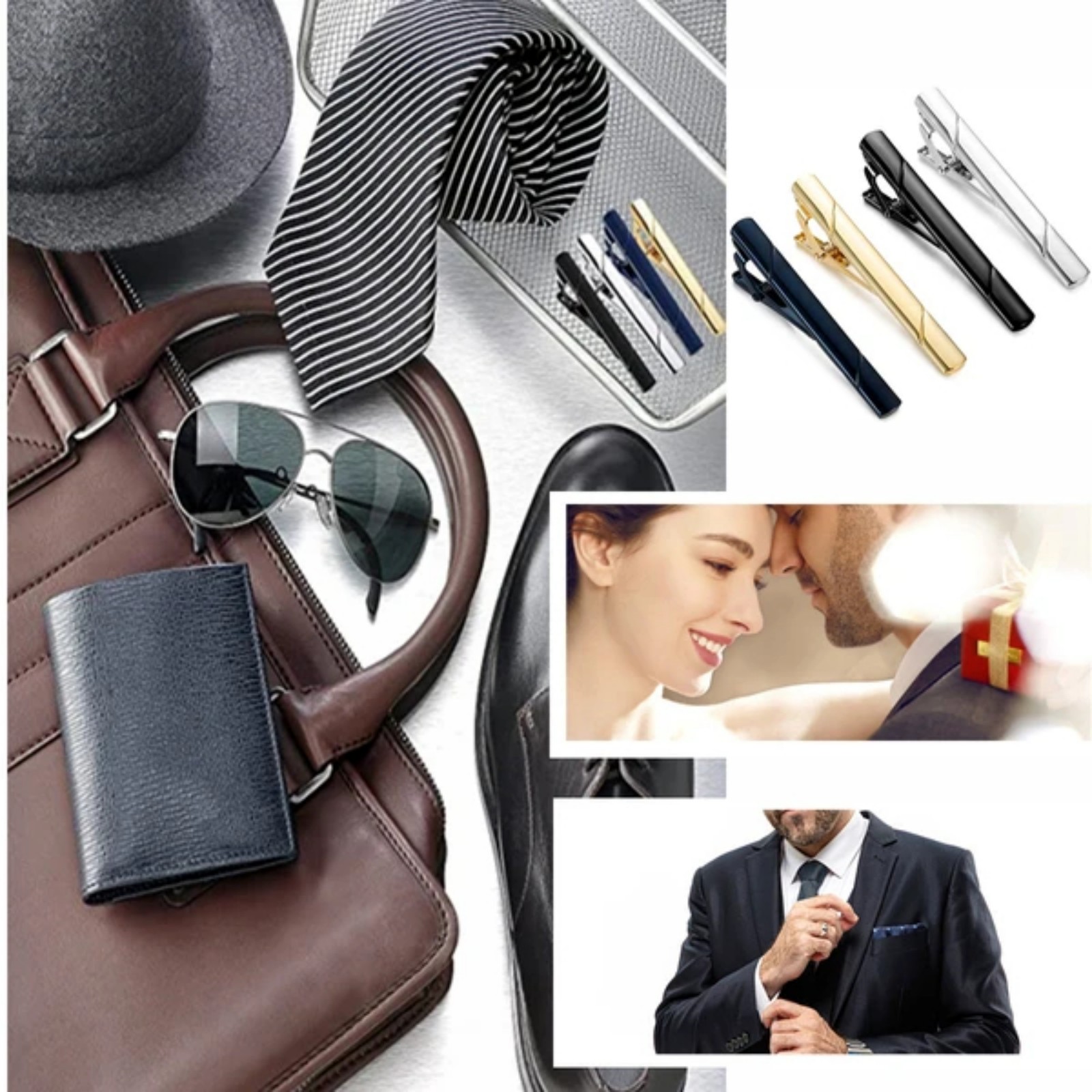 Juego de 4 Pinzas para Corbata - Tie Clip Silver reseña y precio