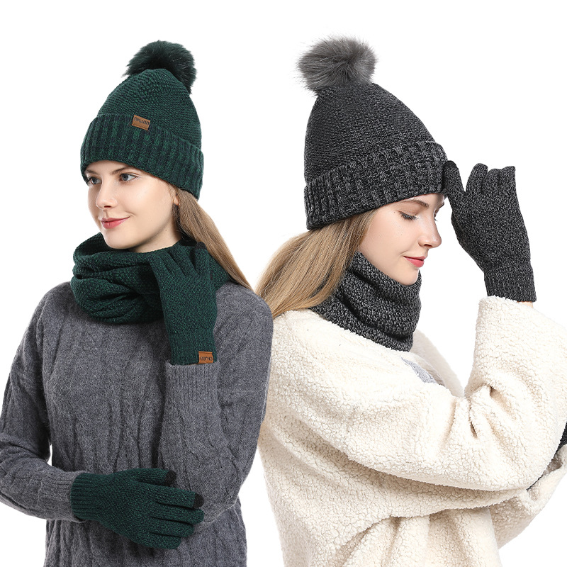 Conjunto de invierno de 3 piez - Infinity Scarf Knit reseña y precio