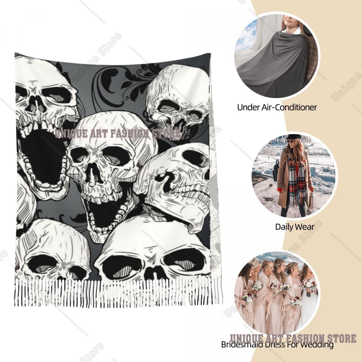 Bufanda con borlas para mujer, - Pashmina Wrap Large reseña y precio